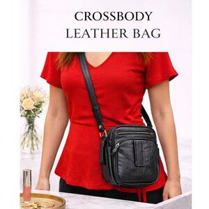Crossbody - Unisex Black Leather Shoulder Bag